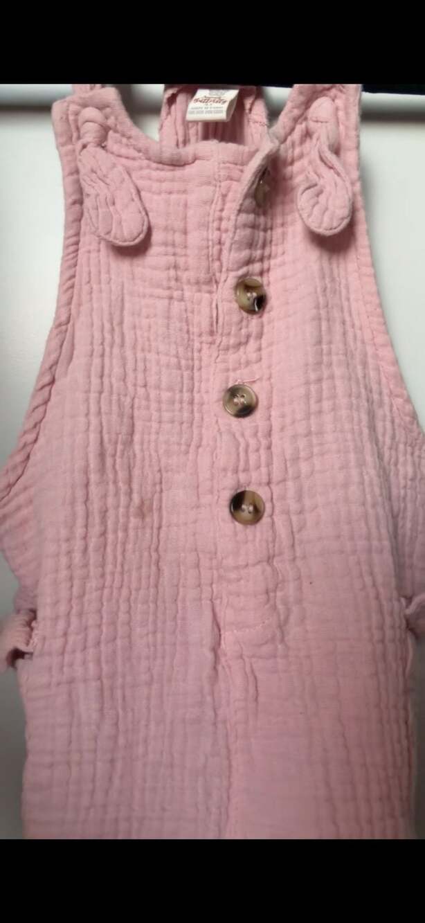 Sweet Butterfly Pink Muslin Cotton Gauze Shortalls Romper Size 4T_K12 - Picture 4 of 8